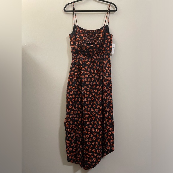 NWT Anthropologie Floral Cowl Back‎ Asymmetrical Midi Dress - 10 - Picture 8 of 15